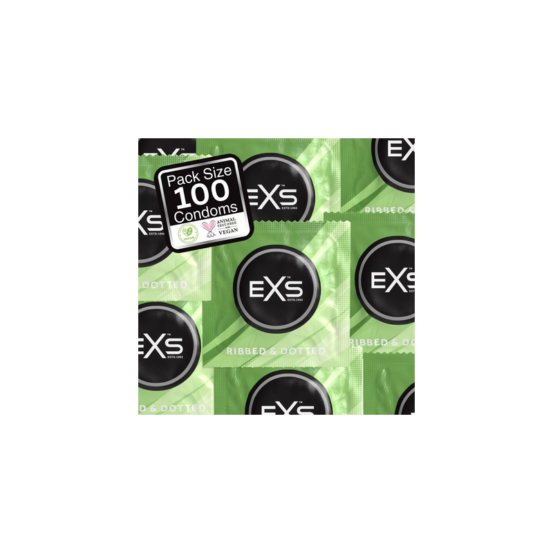 EXS Préservatifs texturés Ribbed & Dotted 54mm x100